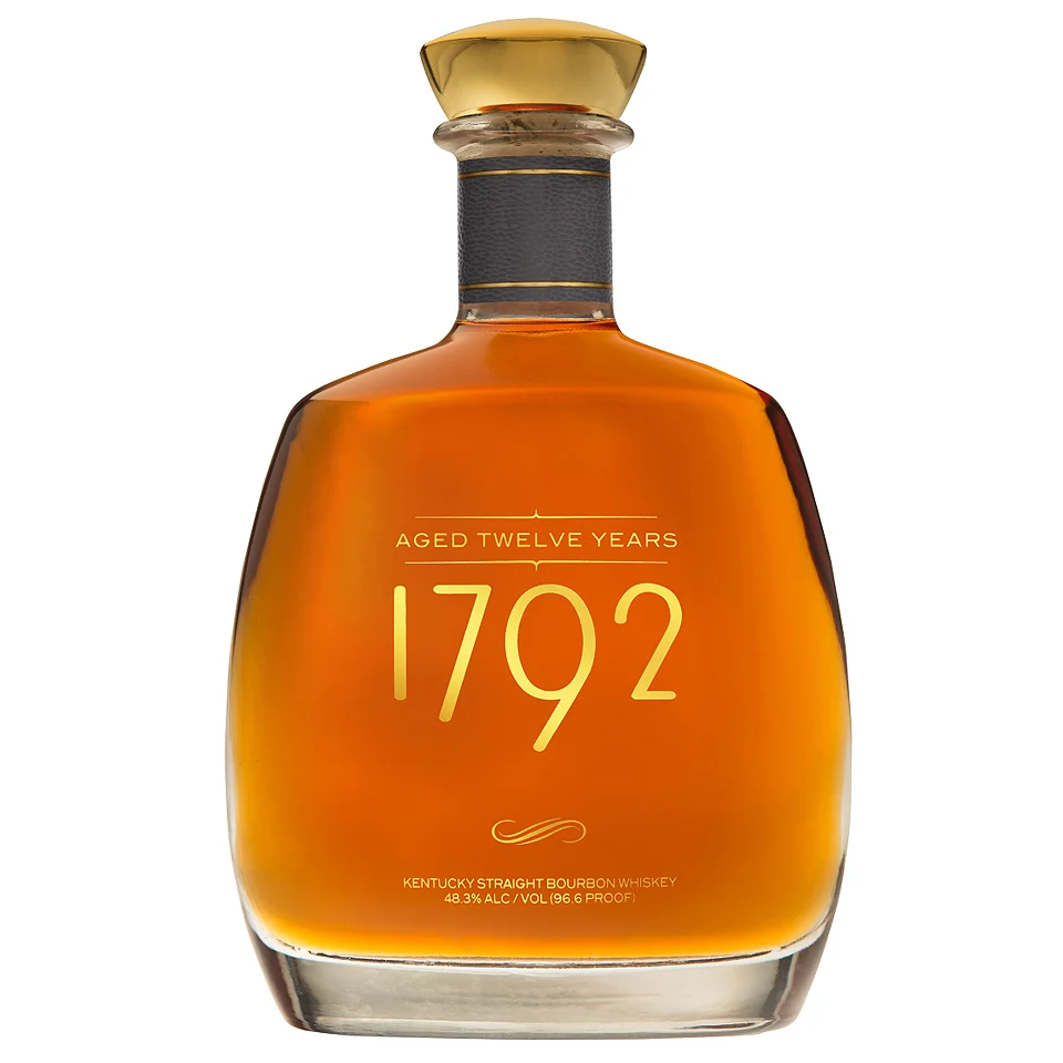 Bottle of 1792 12 Year Old Bourbon whisky in a clear glass bottle with a label, showcasing the 750mL size.